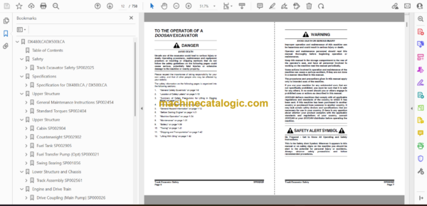 Doosan DX480LCA, DX500LCA Hydraulic Excavator Shop Manual (Serial Number 10001 and Up) - Image 2