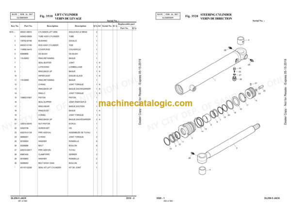 Doosan DL250-5JACK Wheel Loader Parts Manual (Serial Number 10001 and Up) - Image 3