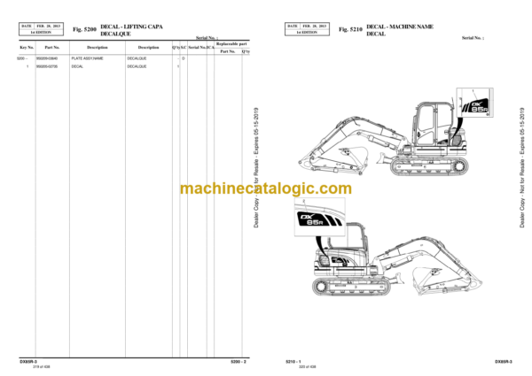 Doosan DX085R-3 Excavator Parts Manual (Serial Number 1001 and Up) - Image 2