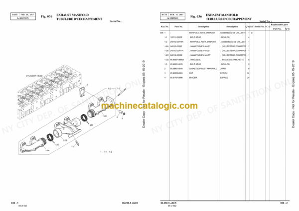 Doosan DL250-5JACK Wheel Loader Parts Manual (Serial Number 10001 and Up) - Image 4