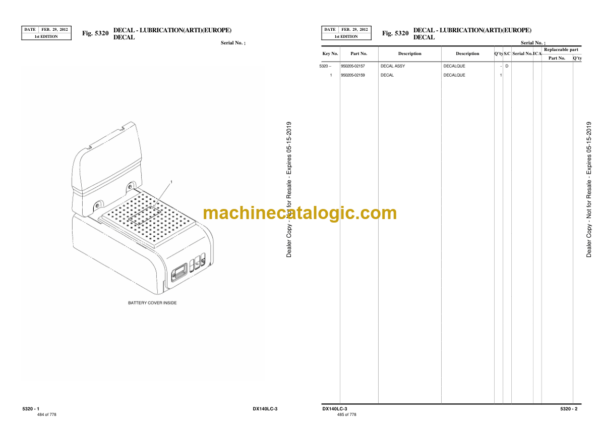 Doosan DX140LC-3 Excavator Parts Manual (Serial Number 1001 and Up) - Image 3