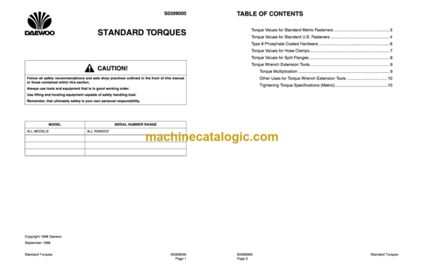 Doosan Daewoo Solar 55 Excavator Shop Manual (Serial Number 0001 and Up) - Image 2