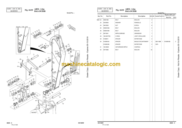 Doosan DX190W Wheeled Excavator Parts Manual (Serial Number 5001 and Up) - Image 4