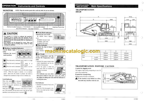Sumitomo SH100, SH120 Hydraulic Excavator Operators Manual (WDL1000-0W) - Image 4