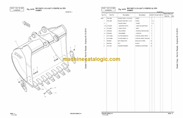 Doosan S225NLC-V Excavator Parts Manual (Serial Number 1001 and UP) - Image 2