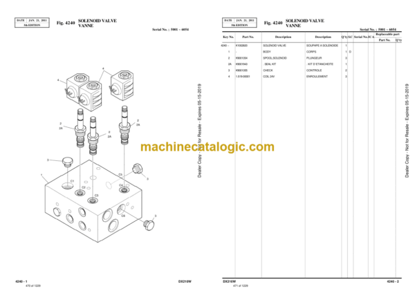 Doosan DX210W Wheeled Excavator Parts Manual (Serial Number 5001 and Up) - Image 3