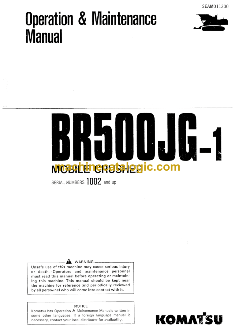 Komatsu BR500JG-1 Mobile Crusher Operation and Maintenance Manual (SEAM011300)