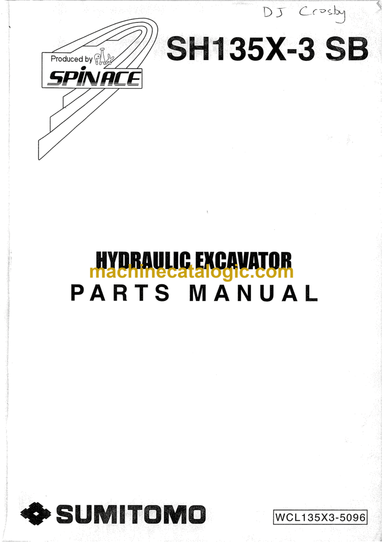 Sumitomo SH135X-3SB Hydraulic Excavator Parts Manual (WCL135X3-5096)