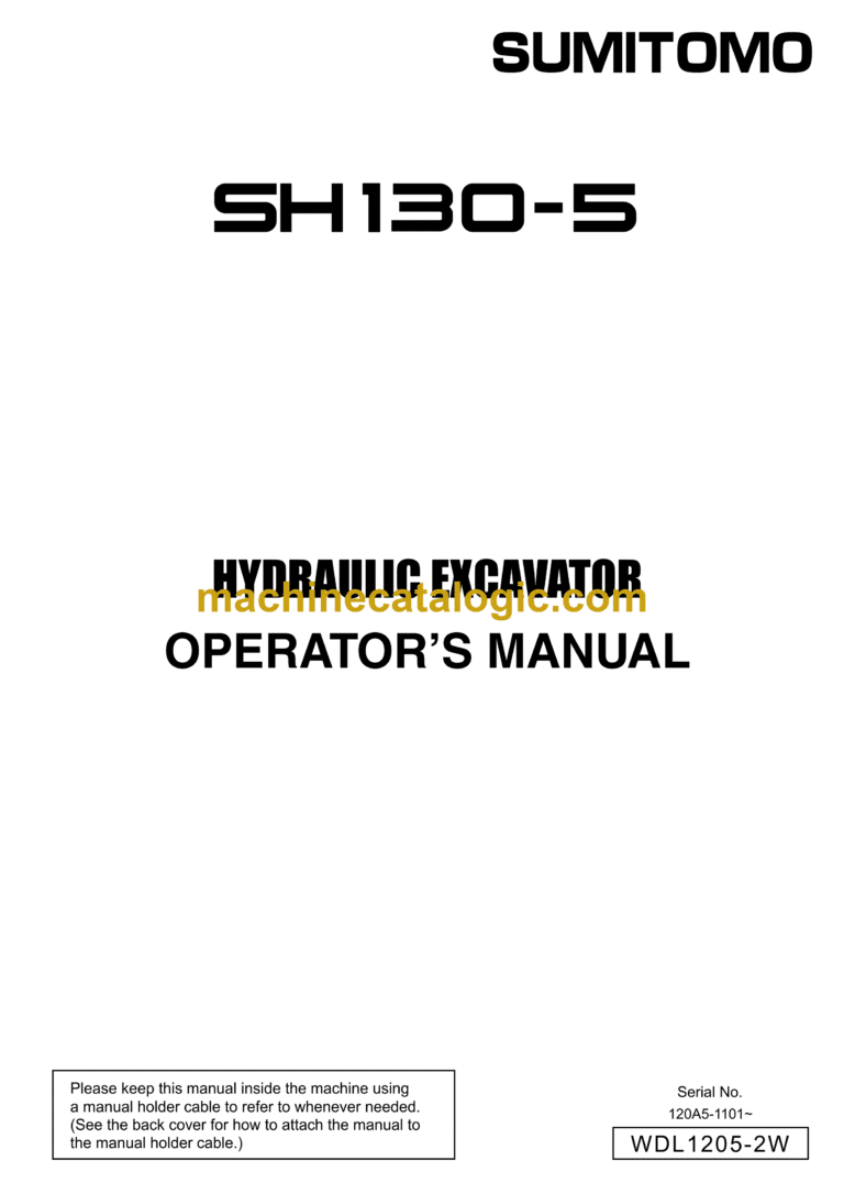 Sumitomo SH130-5 Hydraulic Excavator Operators Manual (WDL1205-2W)