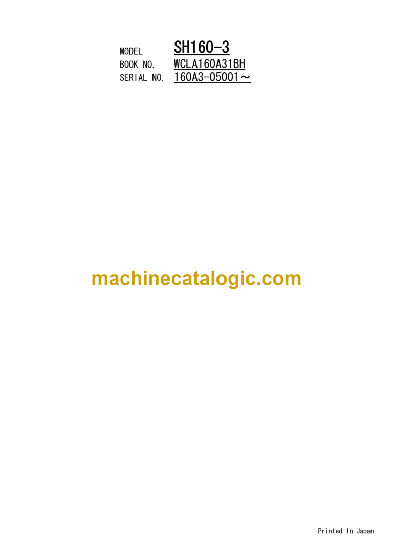 Sumitomo SH160-3 Hydraulic Excavator Full Parts Manual (WCLA160A31BH)