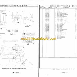 Daewoo 2060XL, DSL902 Skid Steer Loader Parts Manual (Serial Number 00001 And UP)