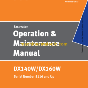 Doosan DX140W, DX160W Wheeled Excavator Operation and Maintenance Manual (Serial Number 5116 and Up)