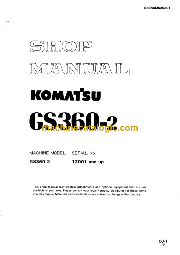 Komatsu GS360-2 Wheel Stabilizer Shop Manual (SEBM02620201)