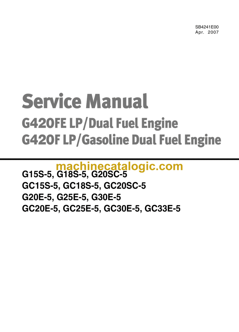 Daewoo G15S-5, G18S-5, G20SC-5 GC15S-5, GC18S-5, GC20SC-5 G20E-5, G25E-5, G30E-5 GC20E-5, GC25E-5, GC30E-5, GC33E-5 Lift Truck Service Manual