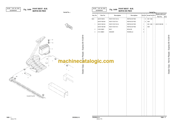 Doosan DX255LC-3 Excavator Parts Manual (Serial Number 1001 and Up) - Image 3