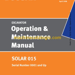Doosan Solar 015 Excavator Operation and Maintenance Manual (Serial Number 0001 and Up)