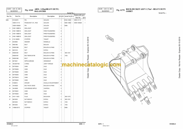 Doosan DX480LC Excavator Parts Manual (Serial Number 5001 and Up) - Image 3