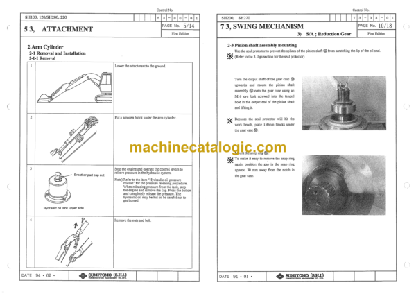 Sumitomo SH200, SH220 Hydraulic Excavator Shop Manual (WEL2000-0W) - Image 3