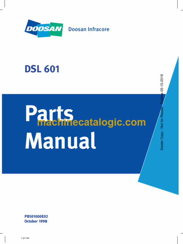 Doosan DSL 601 Skid Steer Loader Parts Manual (PB501000E02)