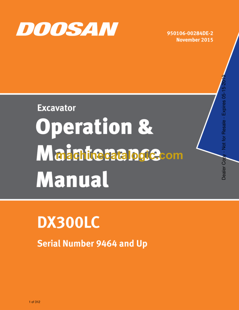 Doosan DX300LC Excavator Operation and Maintenance Manual (Serial Number 9464 and Up)