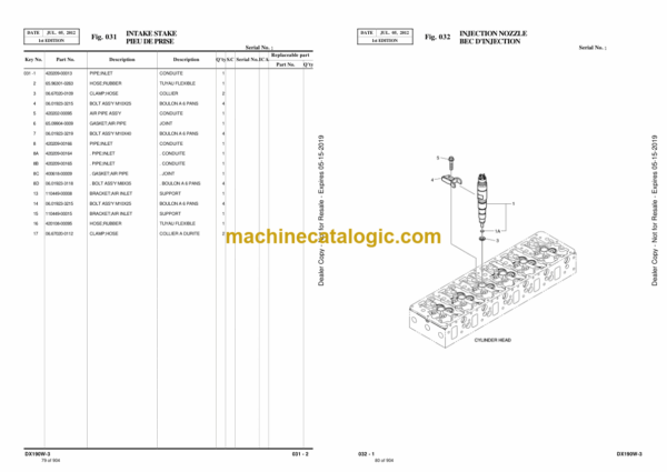 Doosan DX190W-3 Wheeled Excavator Parts Manual (Serial Number 1001 and Up) - Image 2