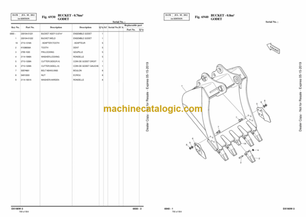 Doosan DX190W-3 Wheeled Excavator Parts Manual (Serial Number 1001 and Up) - Image 3