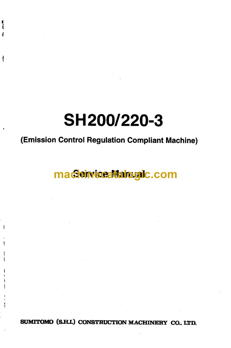 Sumitomo SH200-3, SH220-3 Hydraulic Excavator Service Text
