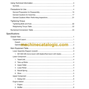 Sumitomo SH135X-3B Hydraulic Excavator Service Text & Troubleshooting Manual & Shop Manual