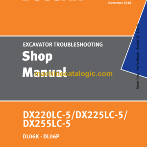 Doosan DX220LC-5, DX225LC-5, DX255LC-5 Hydraulic Excavator Troubleshooting Shop Manual (DL06K - DL06P)
