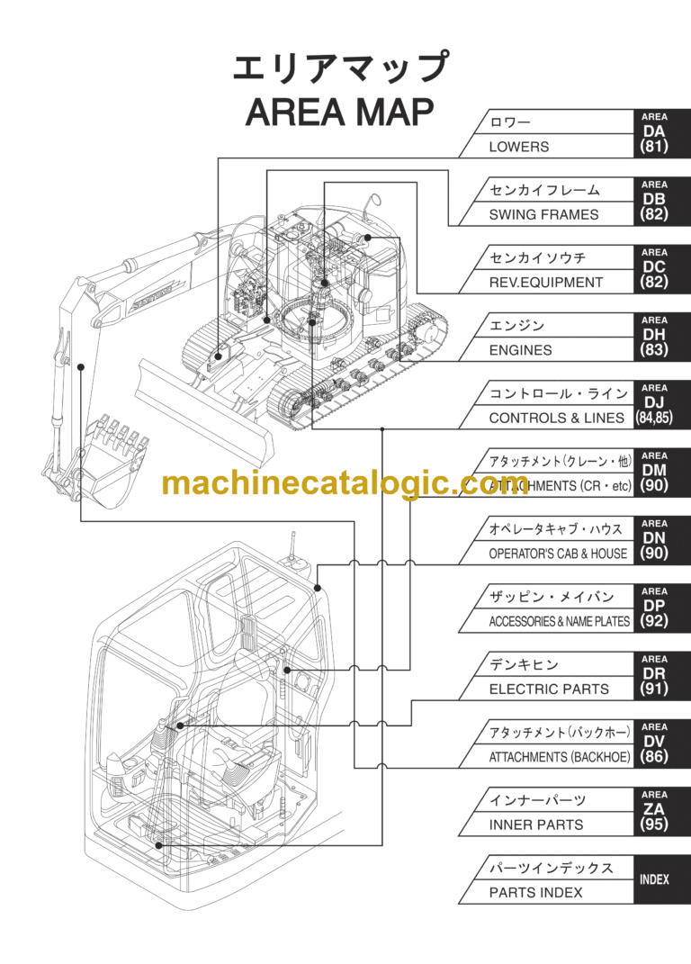 Sumitomo SH225X-3B (BB & BH) Hydraulic Excavator Parts Manual (WCLA225B31BH, WCLA225B31BB)