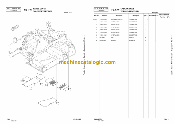 Doosan DX140LCR-5 Excavator Parts Manual (Serial Number 1001 and Up) - Image 3