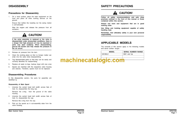 Doosan DX180LC Hydraulic Excavator Shop Manual (Serial Number 5001 and Up) - Image 2