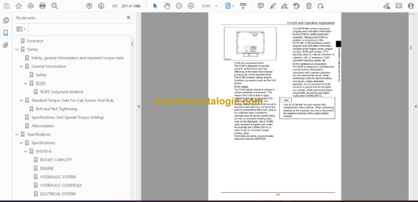 Sumitomo SH250-6 Hydraulic Excavator Service Manual (WLSM2506-03W) - Image 2