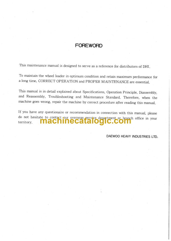Doosan M300 Wheel Loader Shop Manual