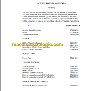 Doosan Daewoo D15S-2, D18S-2, D20SC-2 G15S-2, G18S-2, G20SC-2 Lift Truck Service Manual