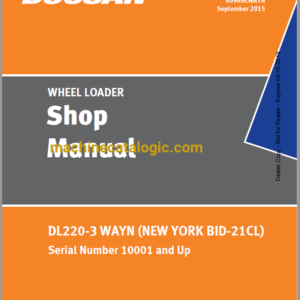Doosan DL220-3 Wayn Wheel Loader Shop Manual (Serial Number 10001 and Up)