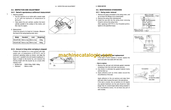 Doosan Daewoo Solar 030, Solar 035 Excavator Shop Manual (2023-7091E) - Image 2