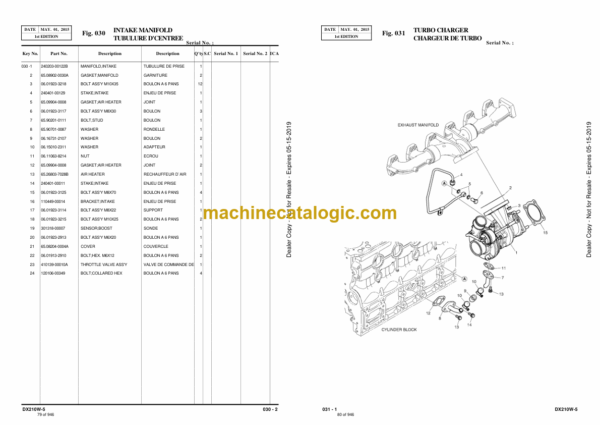 Doosan DX210W-5 Wheeled Excavator Parts Manual (Serial Number 1001 and Up) - Image 4