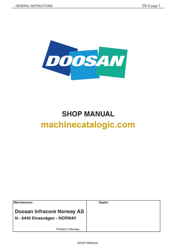 Doosan DA40 Articulated Dump Truck Shop Manual