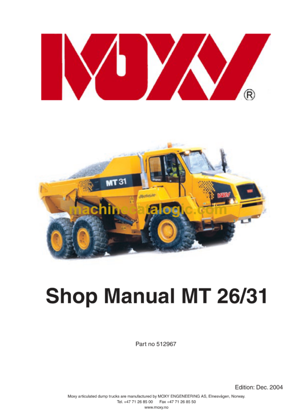 Doosan MT26 Articulated Dump Truck Shop Manual (512967)