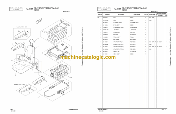 Doosan S250LC-V Excavator Parts Manual (Serial Number 1001 and UP) - Image 3