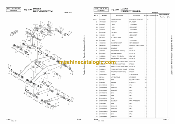 Doosan DL160 Wheel Loader Parts Manual (Serial Number 5001 and Up) (K1040198BEF) - Image 4