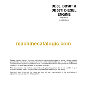 Doosan DB58, DB58T, DB58TI Diesel Engine Shop Manual