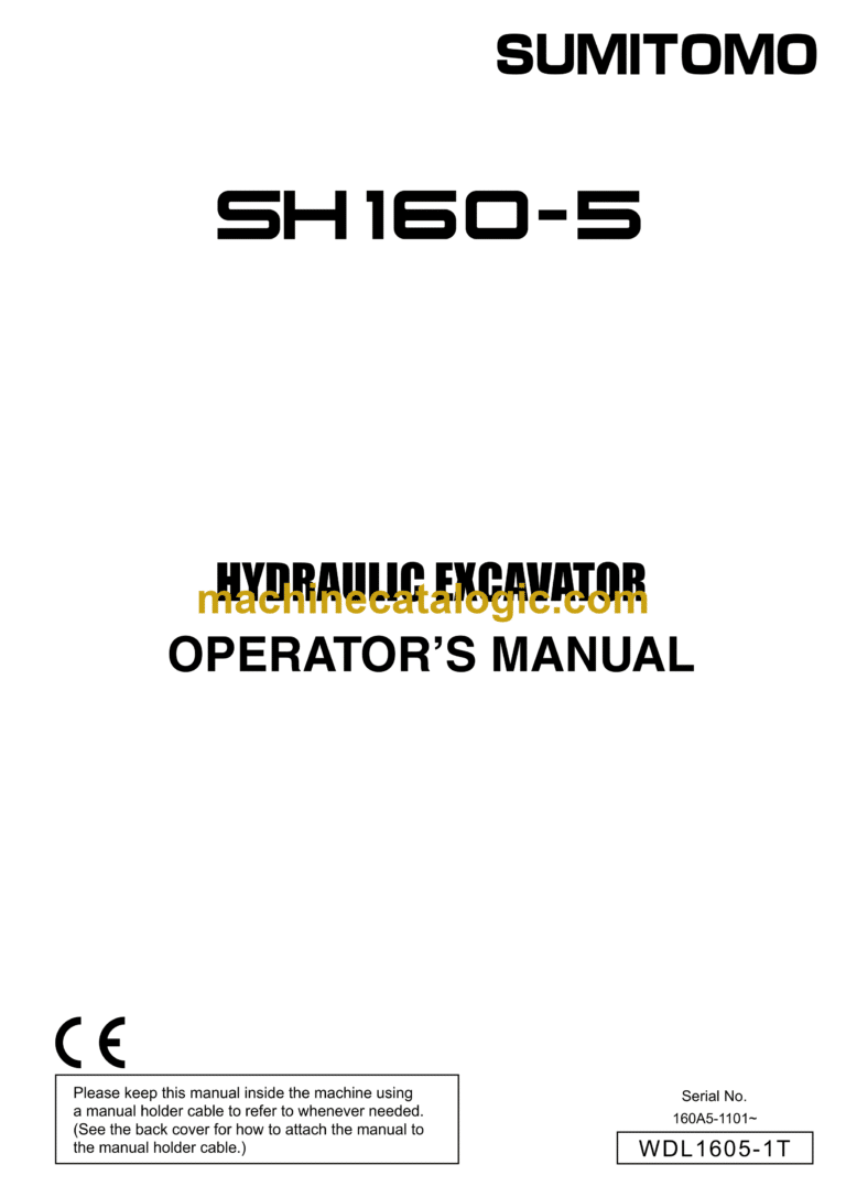 Sumitomo SH160-5 Hydraulic Excavator Operators Manual (WDL1605-1T)