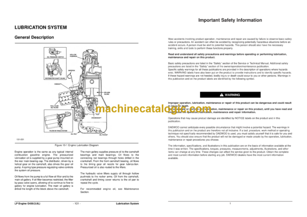 Daewoo D20S-3, D25S-3, D30S-3 GC20S-3, GC25S-3, GC30S-3 G20S-3, G25S-3, G30S-3 Lfit Truck Service Manual - Image 3
