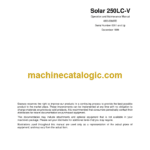 Daewoo Solar 250LC-V Excavator Operation and Maintenance Manual (Serial Number 0001 and Up)