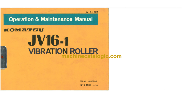 Komatsu JV16-1 Vibration Roller Operation and Maintenance Manual (JV16.1-AE2)