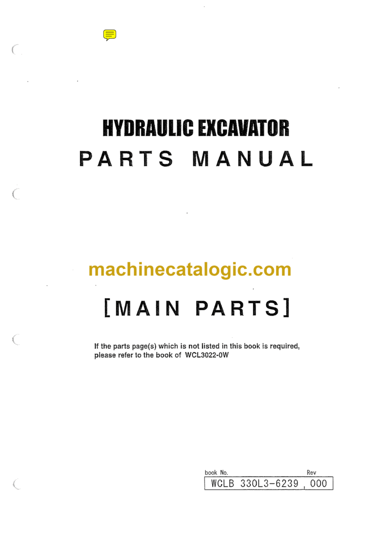 Sumitomo SH370TL-3B Hydraulic Excavator Parts Manual (WCLB330L3-6239)