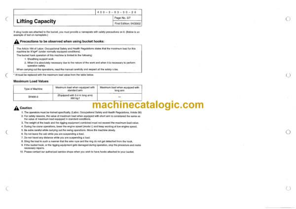 Sumitomo SH400-3 Hydraulic Excavator Shop Manual (WLSM4003-00W) - Image 4
