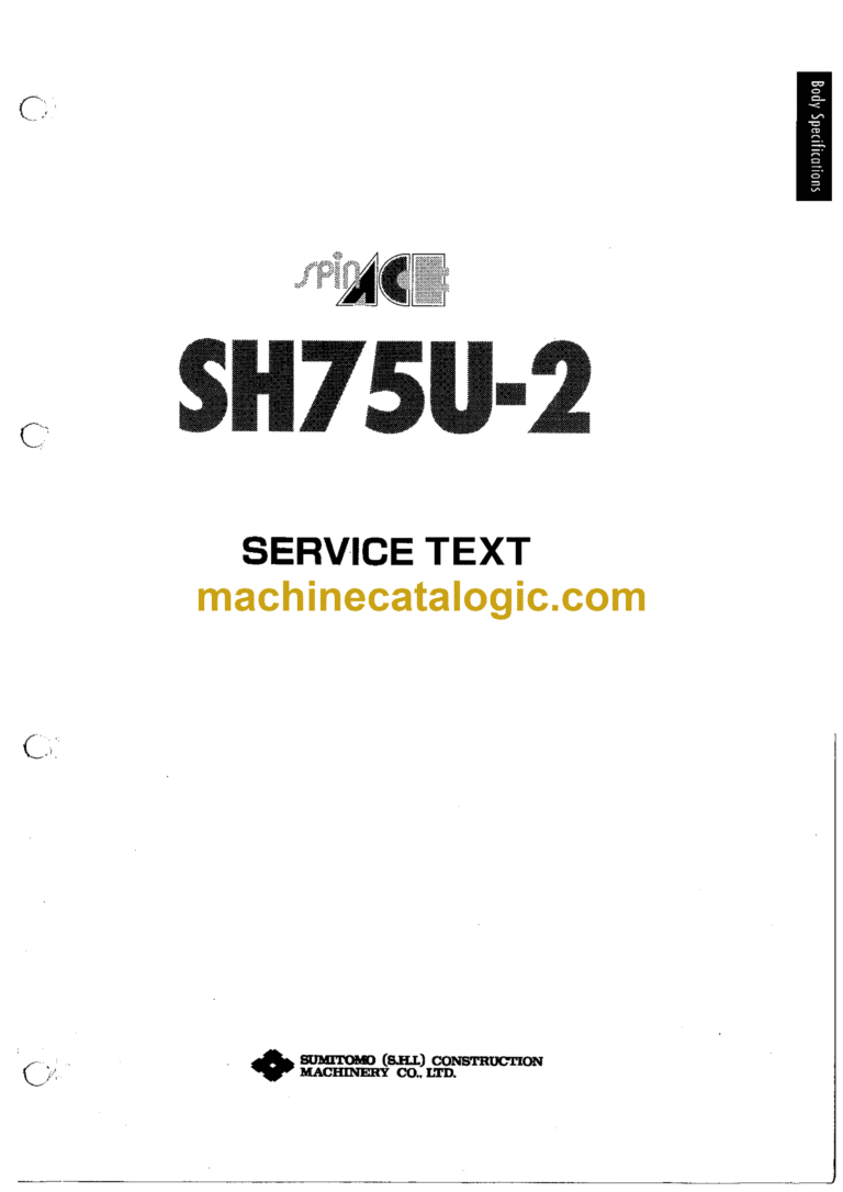 Sumitomo SH75U-2 Hydraulic Excavator Service Text & Wiring Diagrams